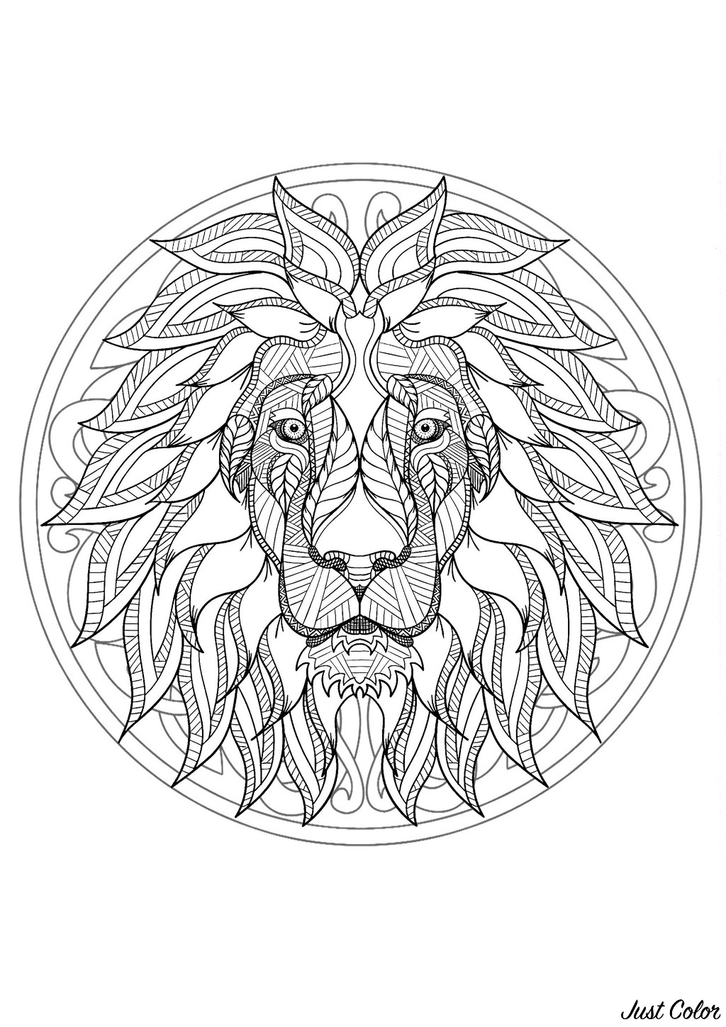 Mandala Color Pages Complex Mandala Coloring Page With Majestic Lion Head 1 Difficult