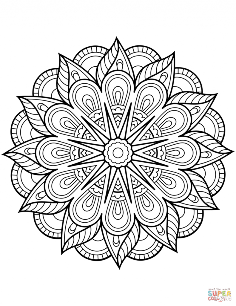 Mandala Coloring Pages For Adults Coloring Coloring Floral Mandalas Pages Free Page Mandala Flower