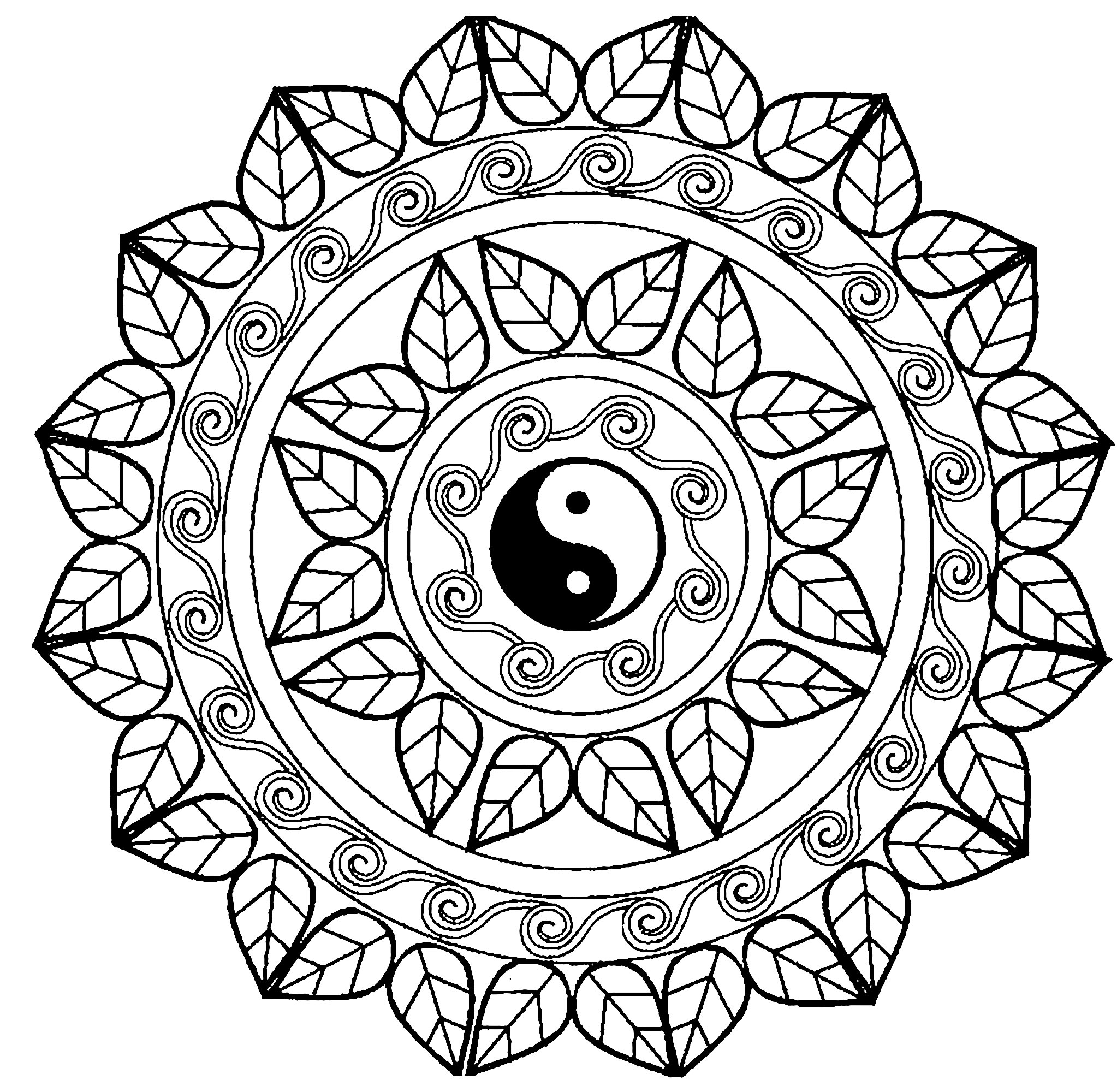 Mandala Coloring Pages For Adults Mandala Yin Yang Malas Adult Coloring Pages