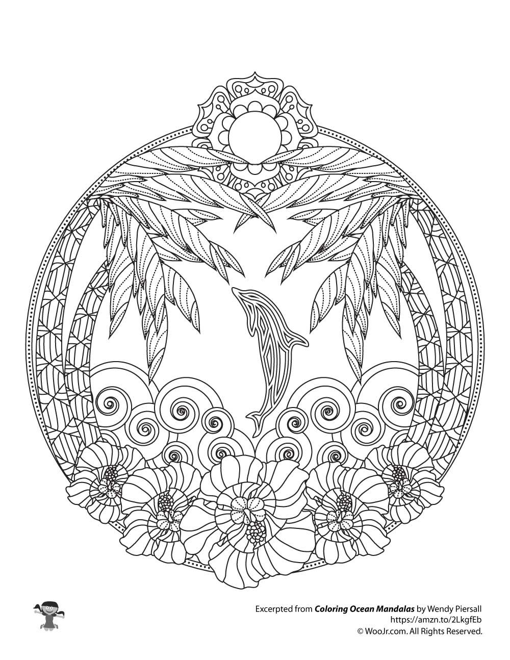 Mandala Coloring Pages Free Online Coloring Pages Tropical Beach And Dolphin Ocean Mandala Adult