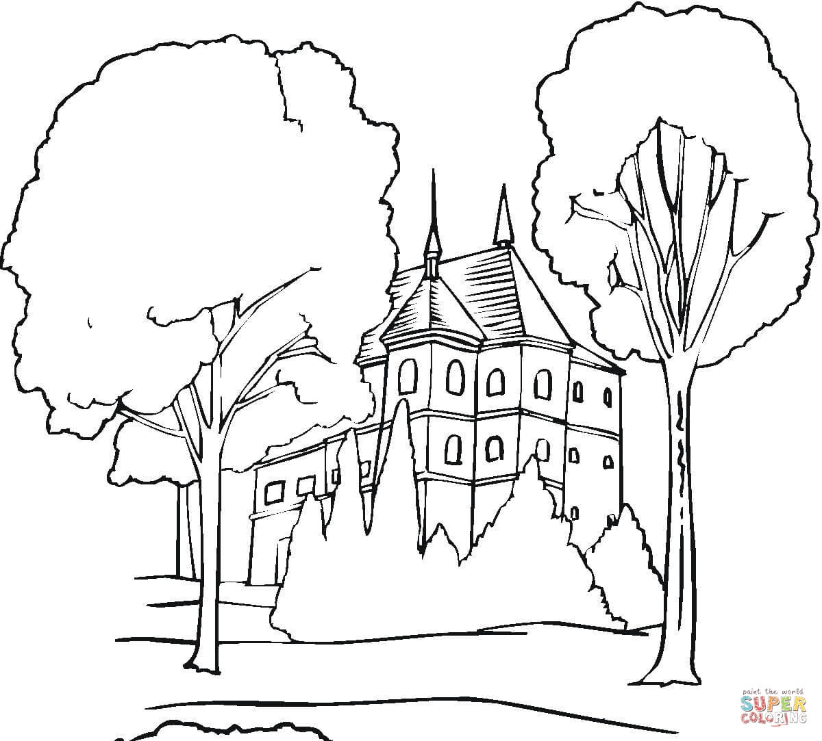 Mansion Coloring Pages Old Mansion In The Garden Coloring Page Free Printable Coloring Pages