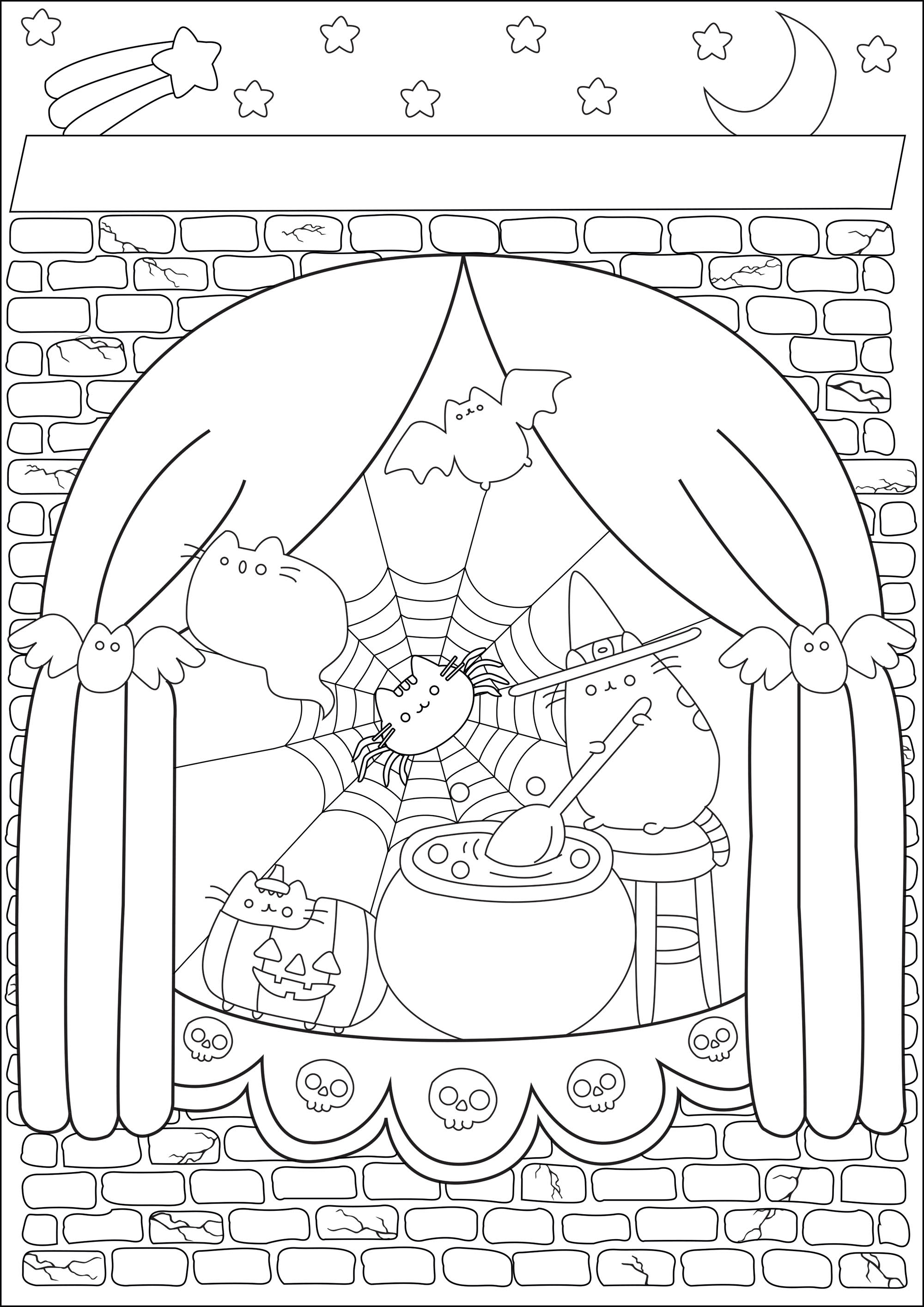 Mansion Coloring Pages Pusheen Halloween Witch Halloween Adult Coloring Pages