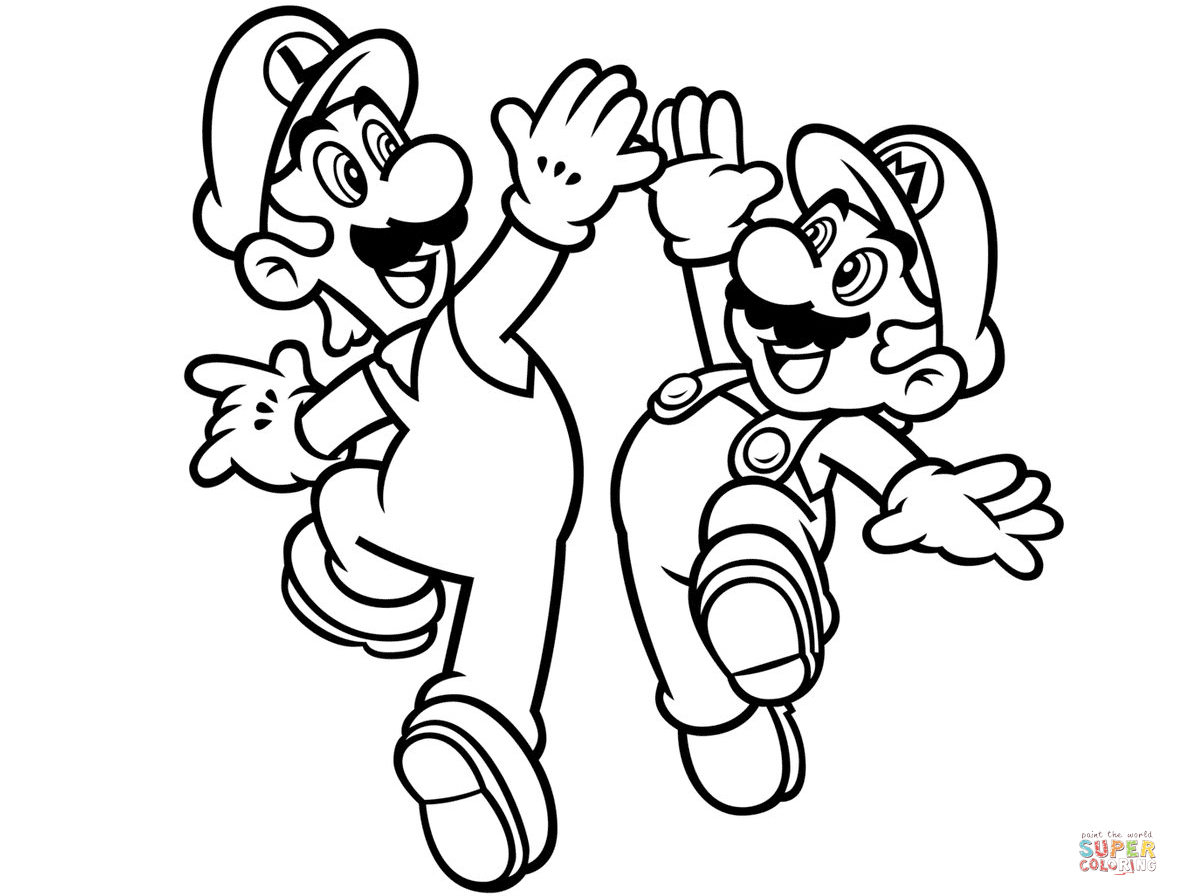 Mario Coloring Pages To Print Luigi And Mario Coloring Page Free Printable Coloring Pages