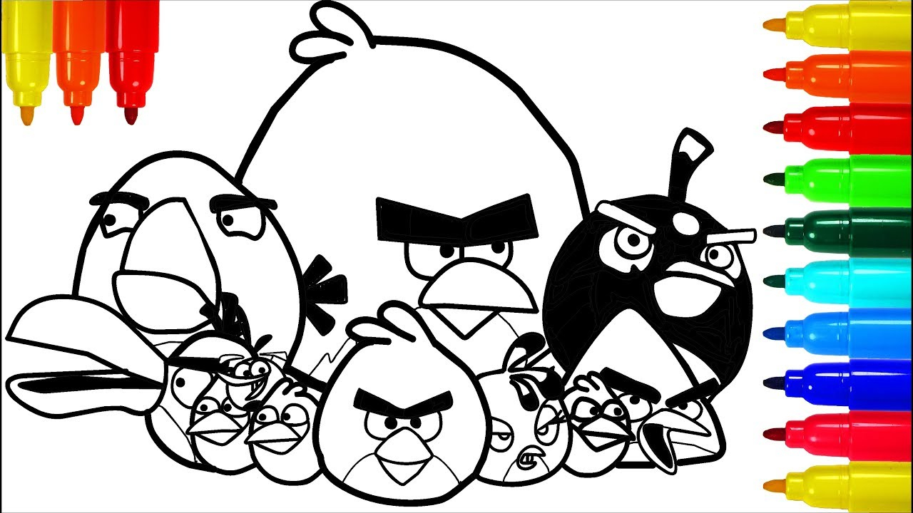 Markers Coloring Pages Angry Birds Dinosaurs Coloring Pages Colouring Pages For Kids With Colored Markers