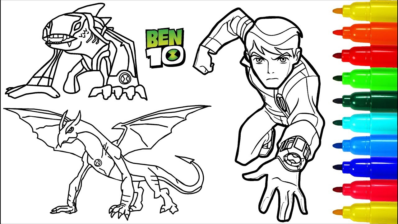 Markers Coloring Pages Ben 10 Coloring Pages 3 Colouring Pages For Kids With Colored Markers