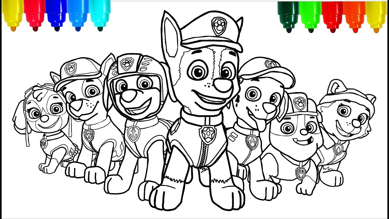 Markers Coloring Pages Paw Patrol 2 Coloring Pages Colouring Pages For Kids With Colored Markers