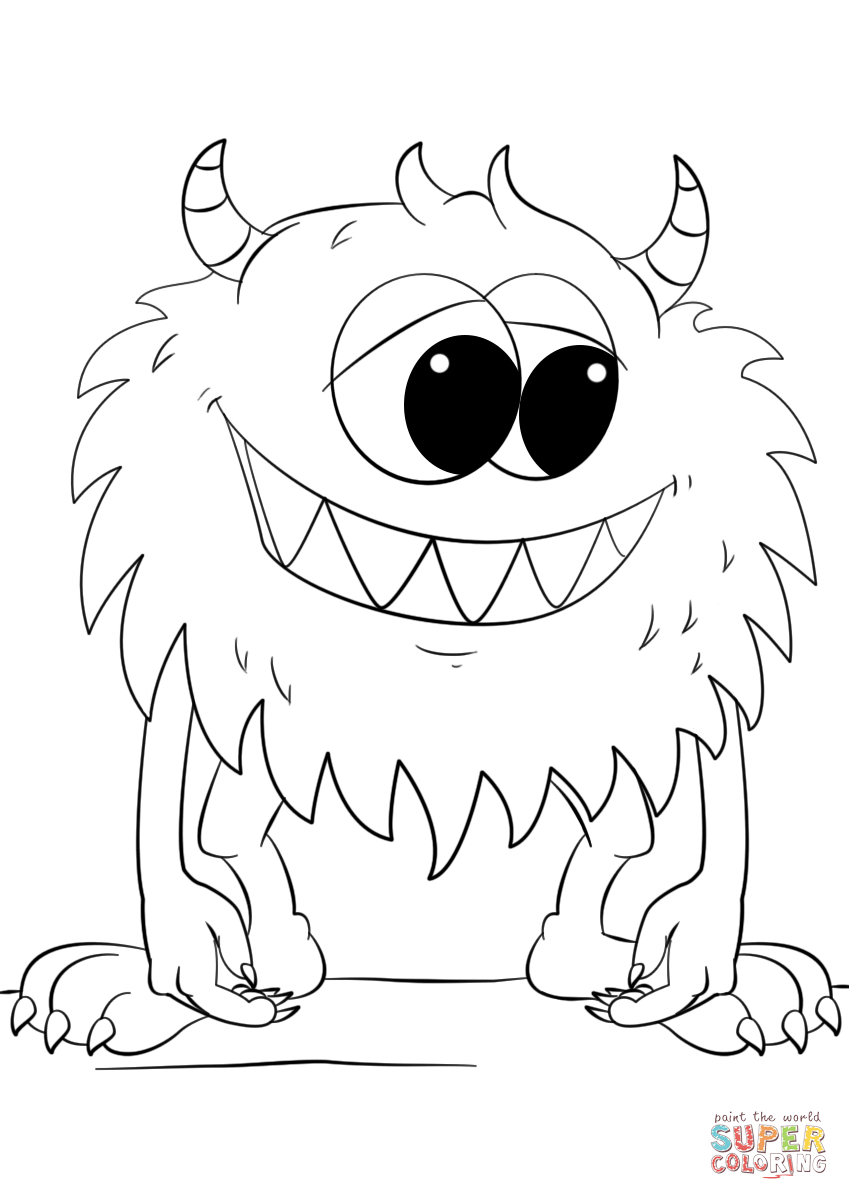 Monster Coloring Pages To Print Coloring Pages Cute Cartoon Monster Coloring Page Freeble Pages