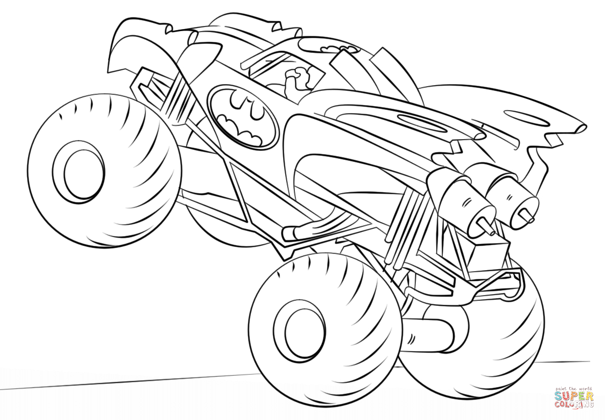 Monster Truck Coloring Pages Batman Monster Truck Coloring Page Free Printable Coloring Pages