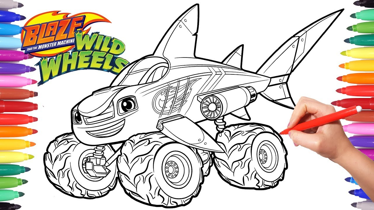 Monster Truck Coloring Pages Blaze Moster Machines Wild Wheels Shark Blaze Coloring Pages Blaze Monster Truck Coloring