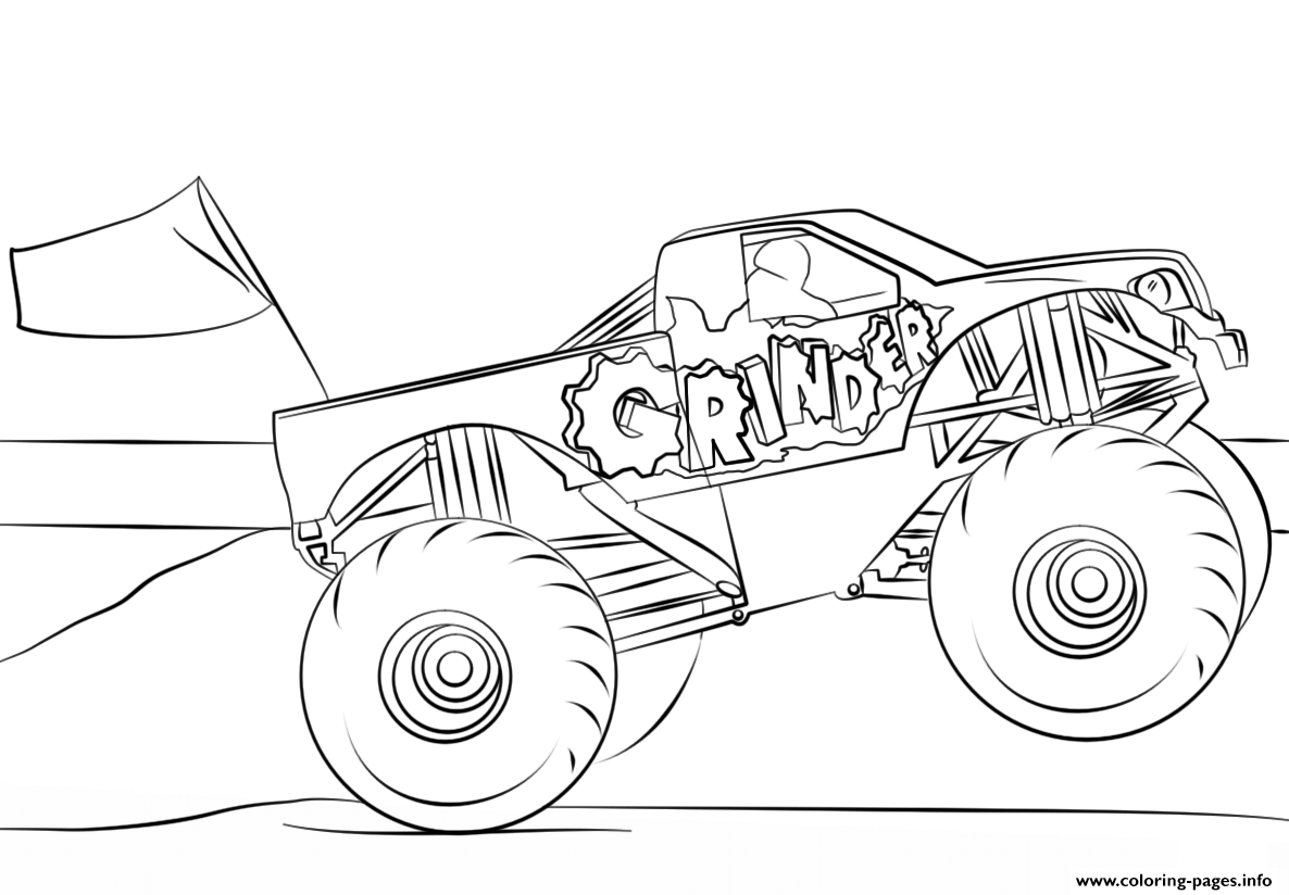 Monster Truck Coloring Pages Coloring Ideas 1493832312grinder Monster Truck Coloring Page