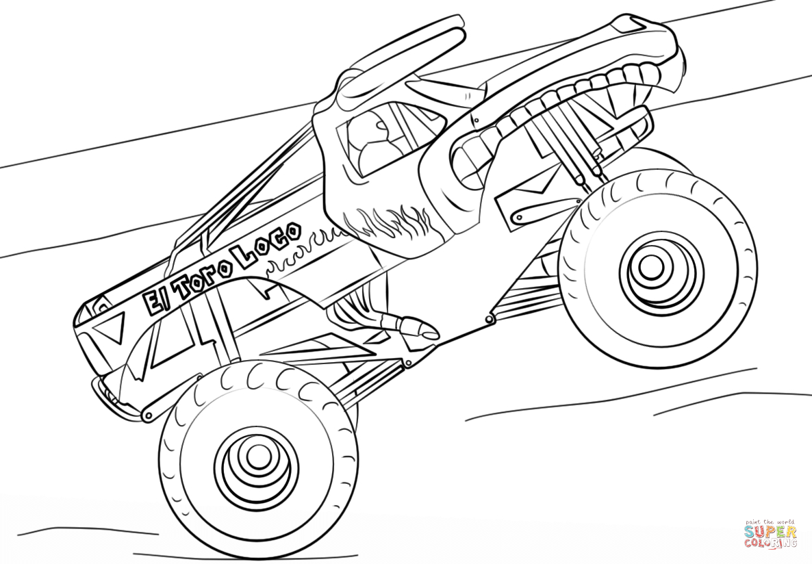 Monster Truck Coloring Pages El Toro Loco Monster Truck Coloring Page Free Printable Coloring Pages