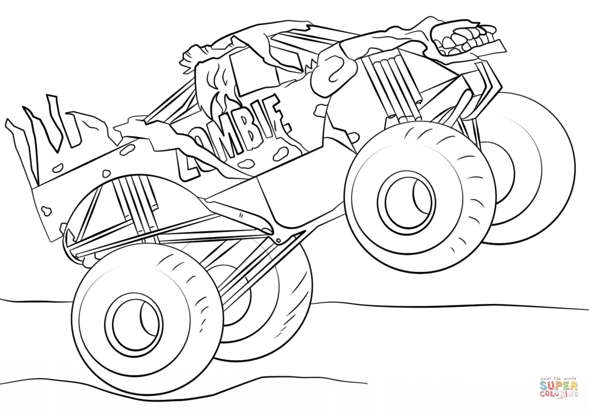 Monster Truck Coloring Pages Zombie Monster Truck Coloring Page Free Printable Coloring Pages