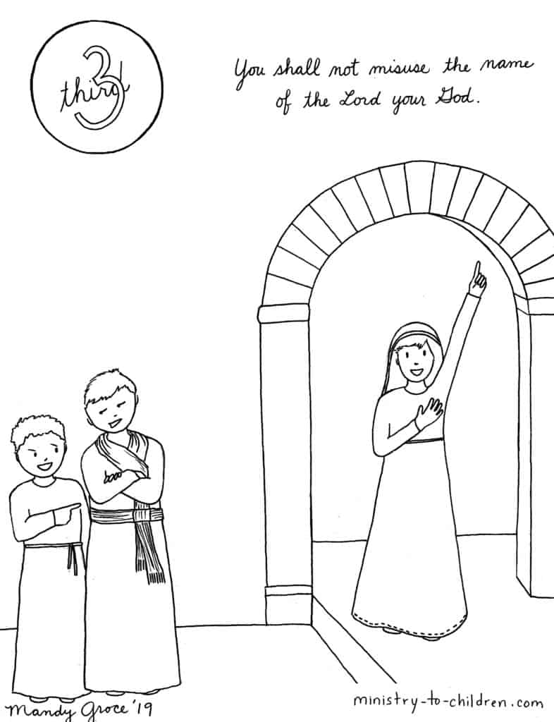 Name Coloring Page 3rd Commandment Coloring Page Not Misuse The Name Of The Lord