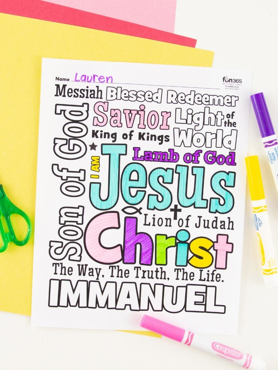 Names Of Jesus Coloring Page Fill Out The Form Below To Get This Free Printable To Create The Names Of