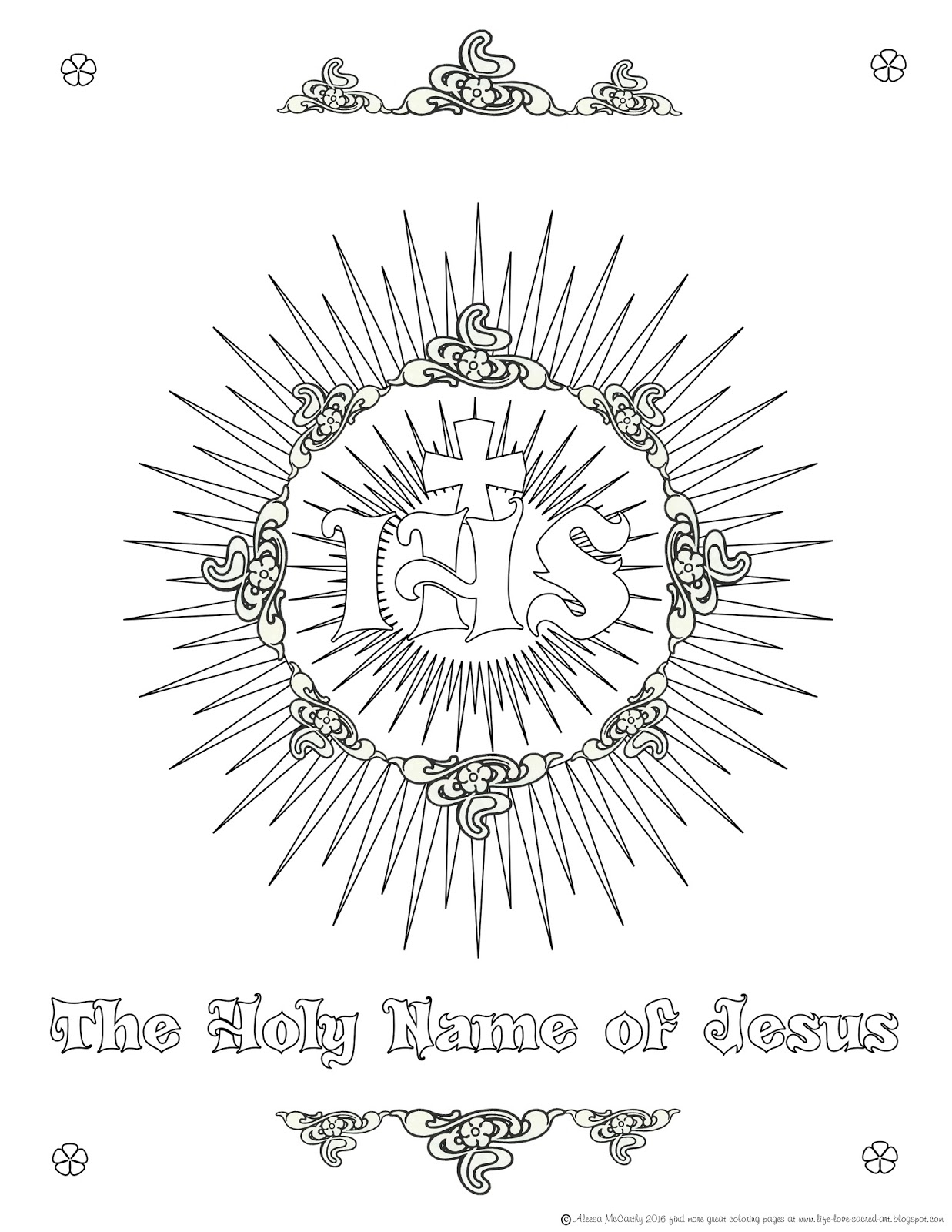 Names Of Jesus Coloring Page Life Love Sacred Art The Holy Name Of Jesus Free Coloring Page