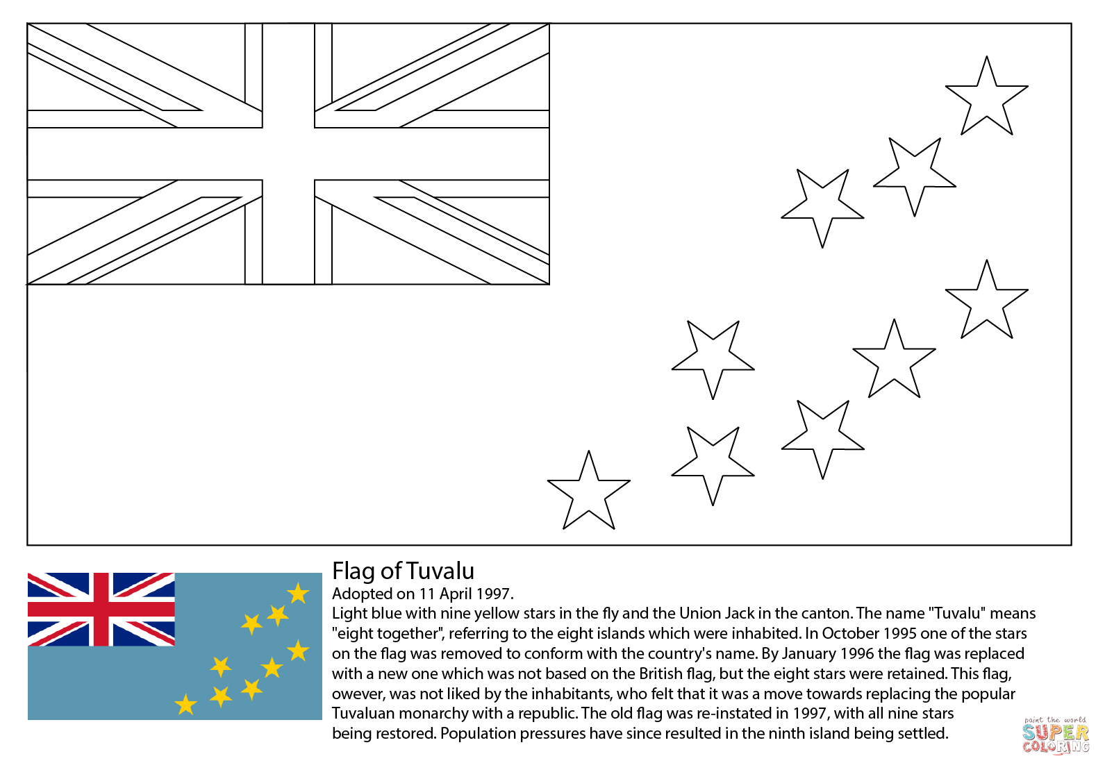 New Zealand Flag Coloring Page Flag Of Tuvalu Coloring Page Free Printable Coloring Pages