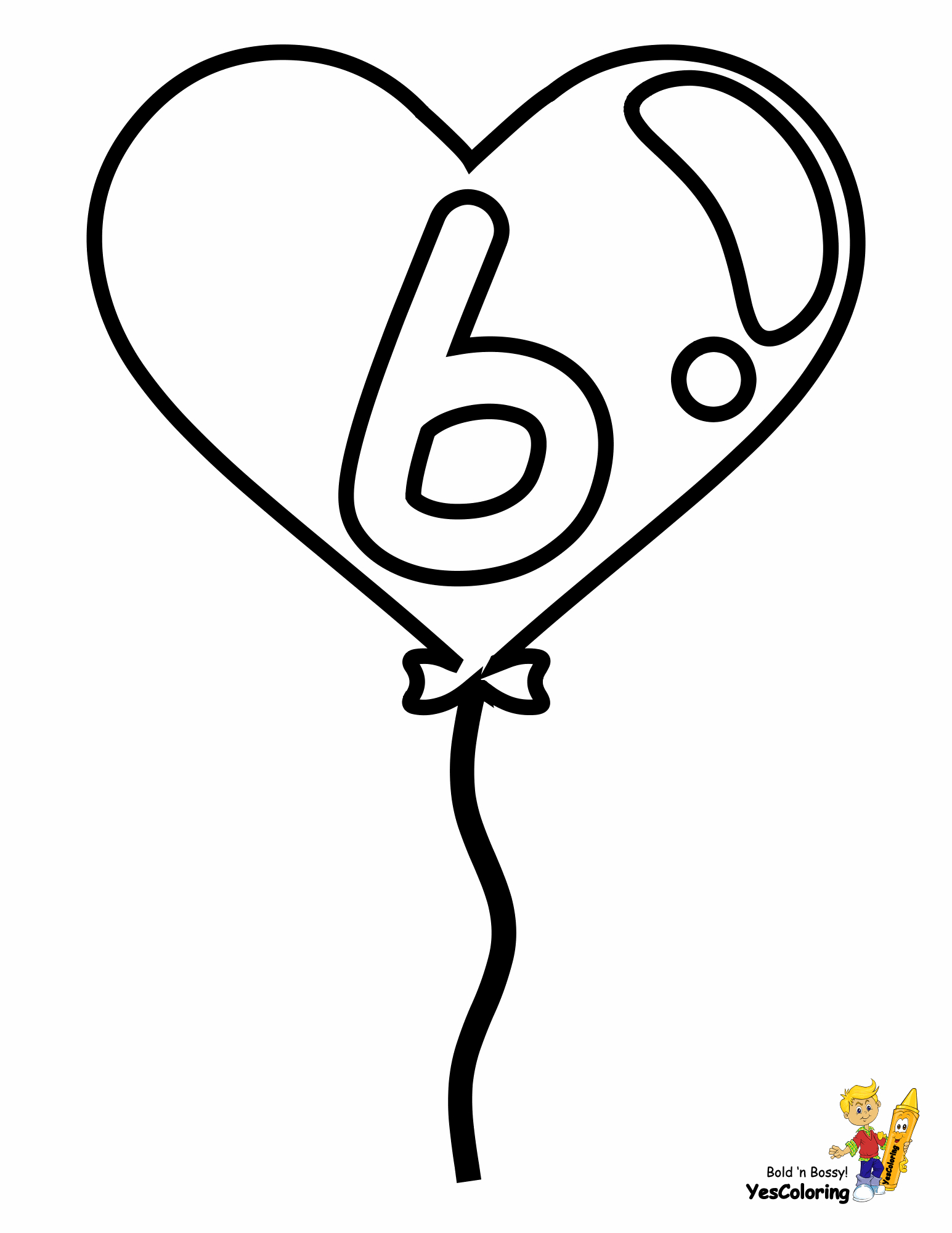 Number 6 Coloring Page Fun Valentines Easy Coloring Pages Alphabets Balloons