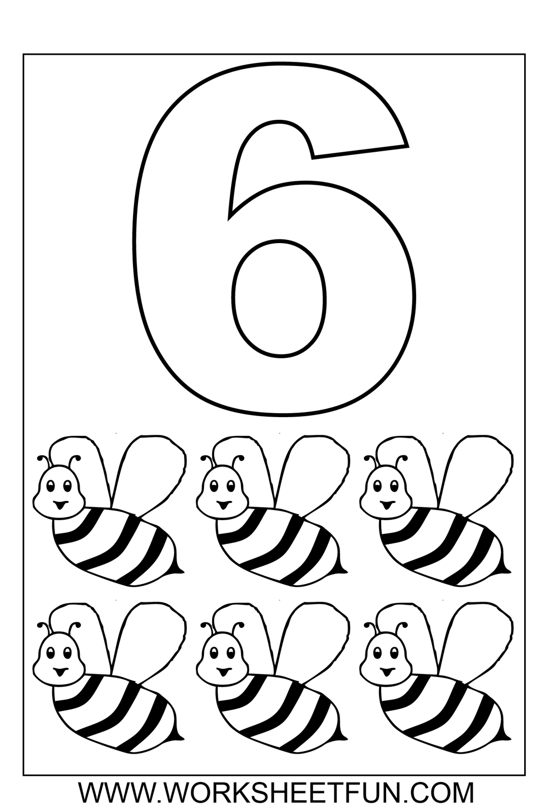 Numbers Coloring Page Number 6 Color Page Free Coloring Library