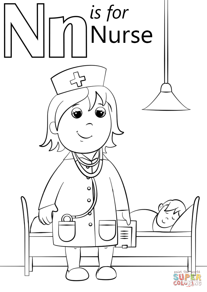 Nursing Coloring Pages N Is For Nurse Coloring Page Free Printable Coloring Pages