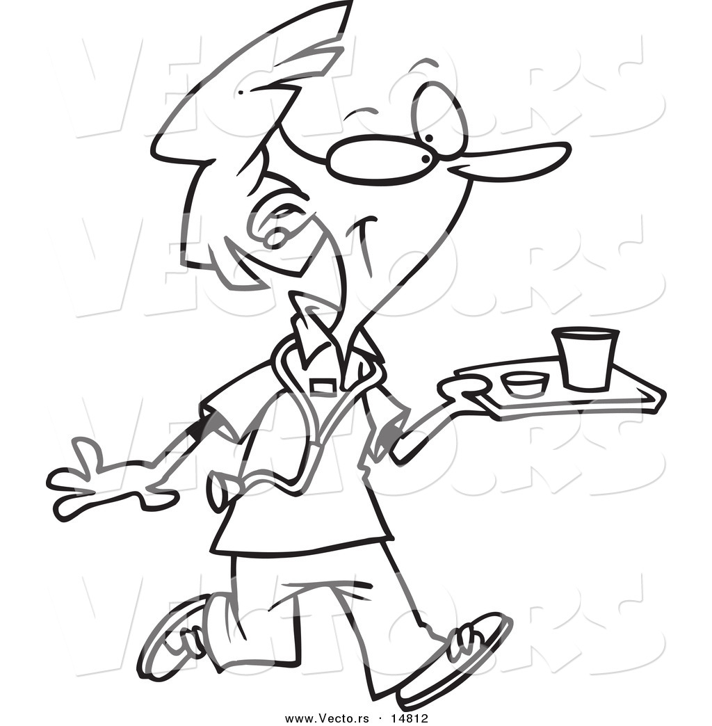 Nursing Coloring Pages Vector Of A Cartoon Nurse Carrying A Tray Of Cafeteria Food