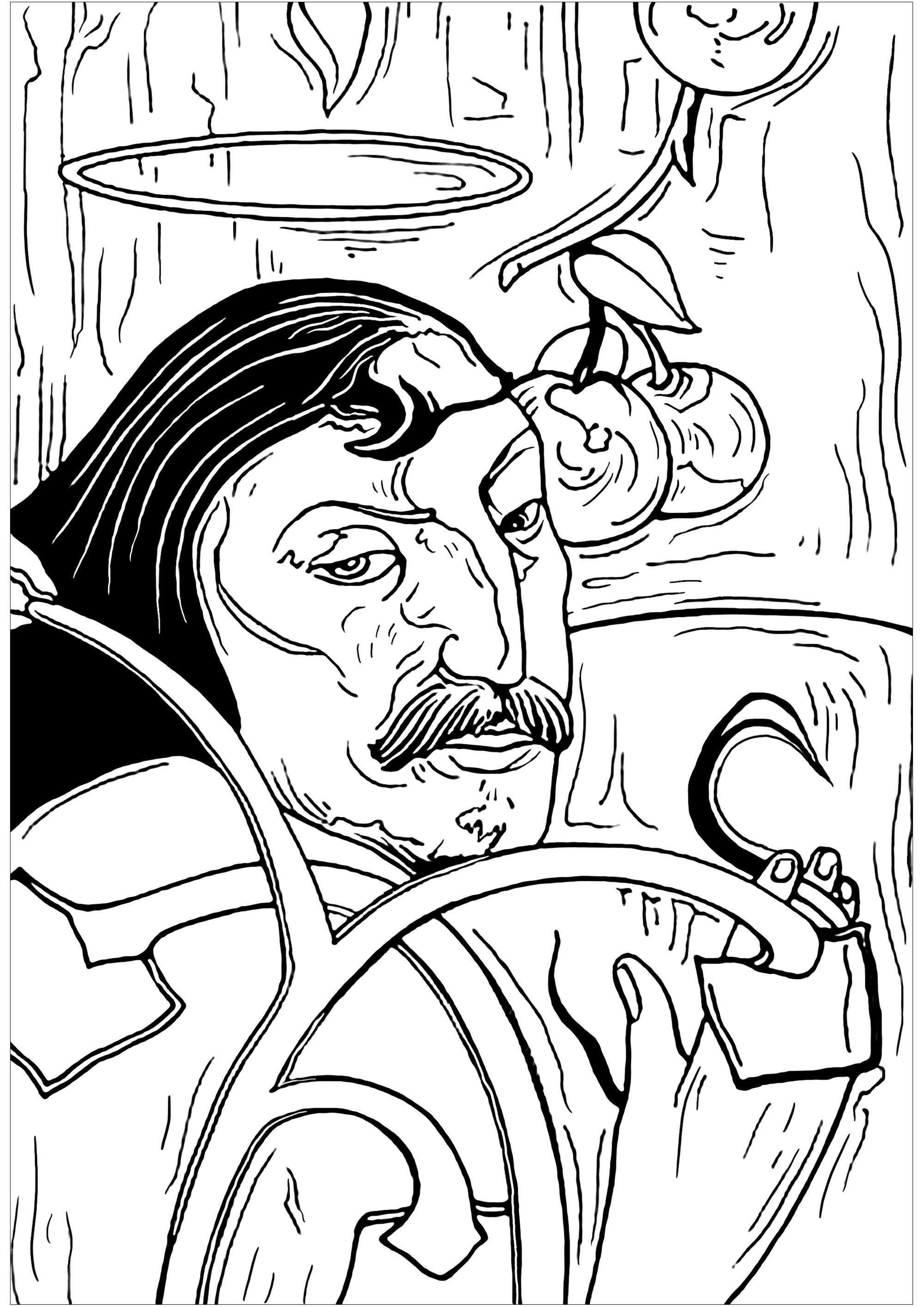 Paul Coloring Pages Paul Gauguin Self Portrait With Halo Masterpieces Adult Coloring