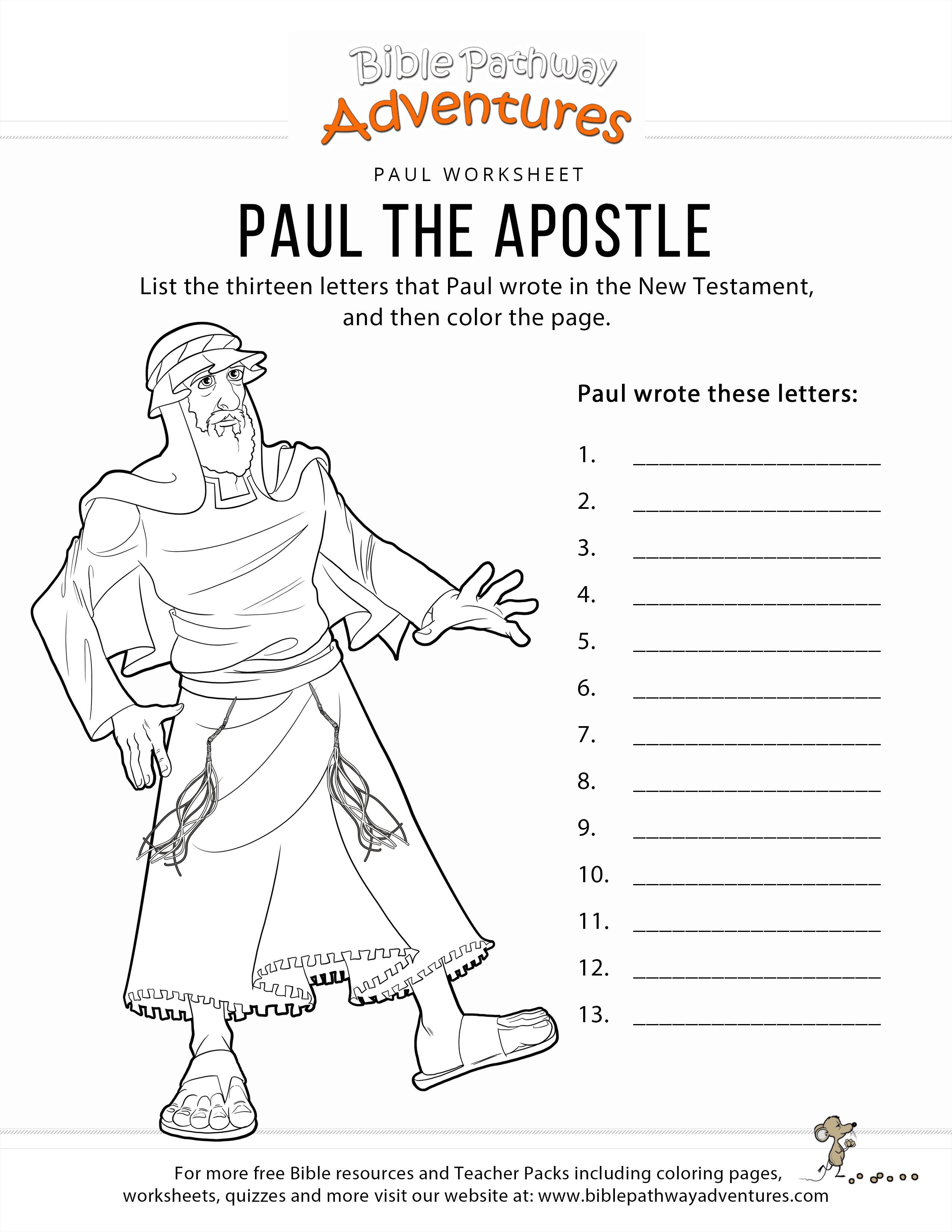 Paul Coloring Pages Paul The Apostle Worksheet Coloring Page Bible Pathway Adventures