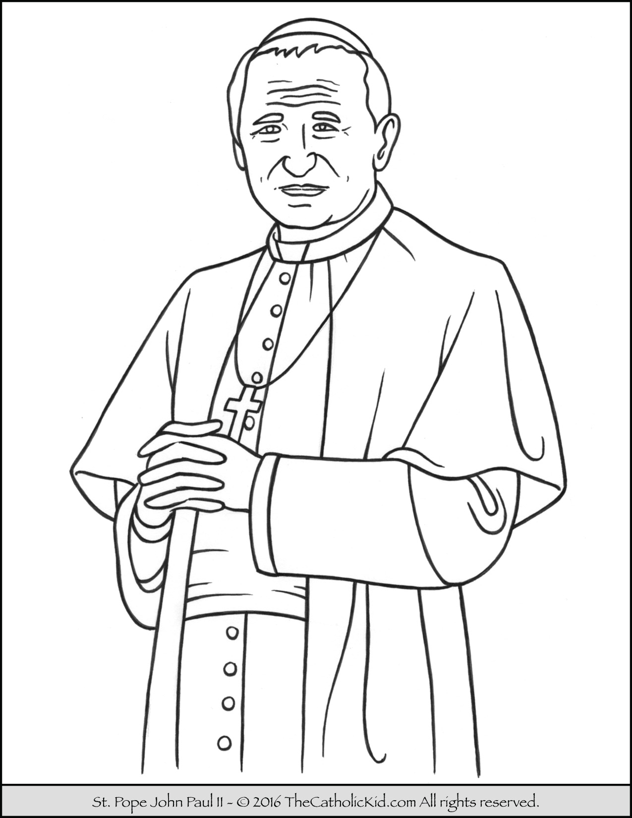 Paul Coloring Pages Saint Pope John Paul Ii Coloring Page Thecatholickid