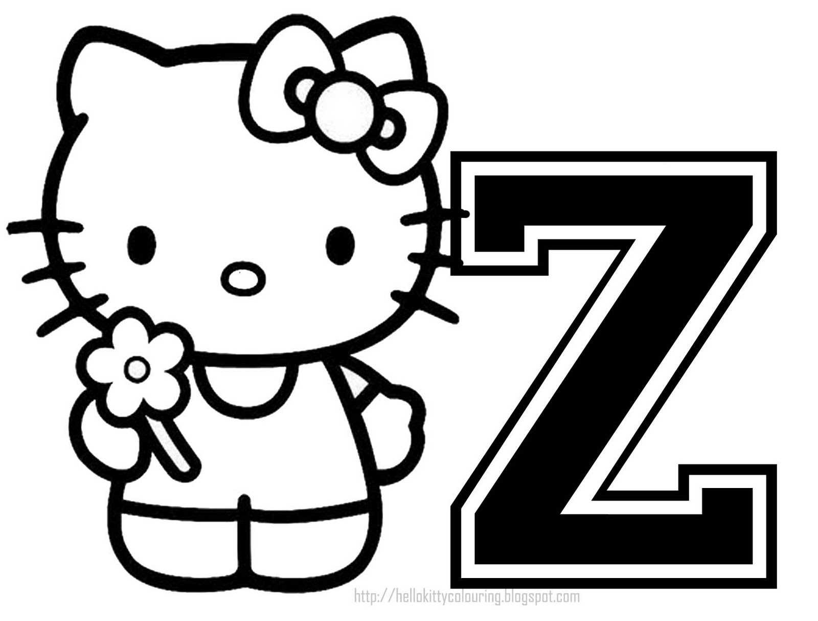 Personalized Coloring Pages Personalized Coloring Page Initial Letter Hello Kitty