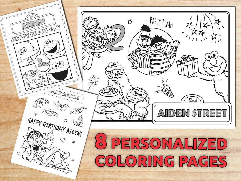 Personalized Coloring Pages Personalized Sesame Street Coloring Pages Sesame Birthday Favors Party Decorations Printable Digital Pdf