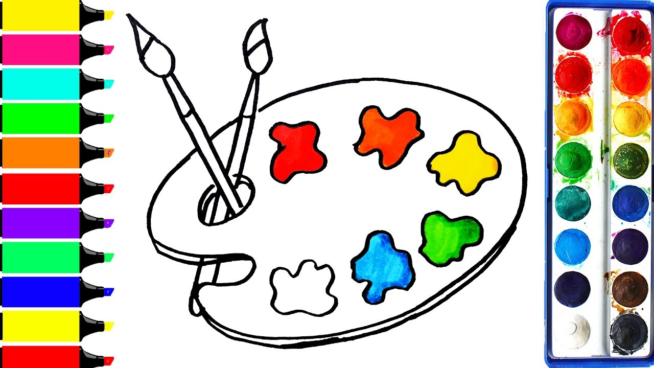 Plate Coloring Page Color Palette Coloring Page Drawing Art Kit Brush Plate Learn Colors For Girls And Kids