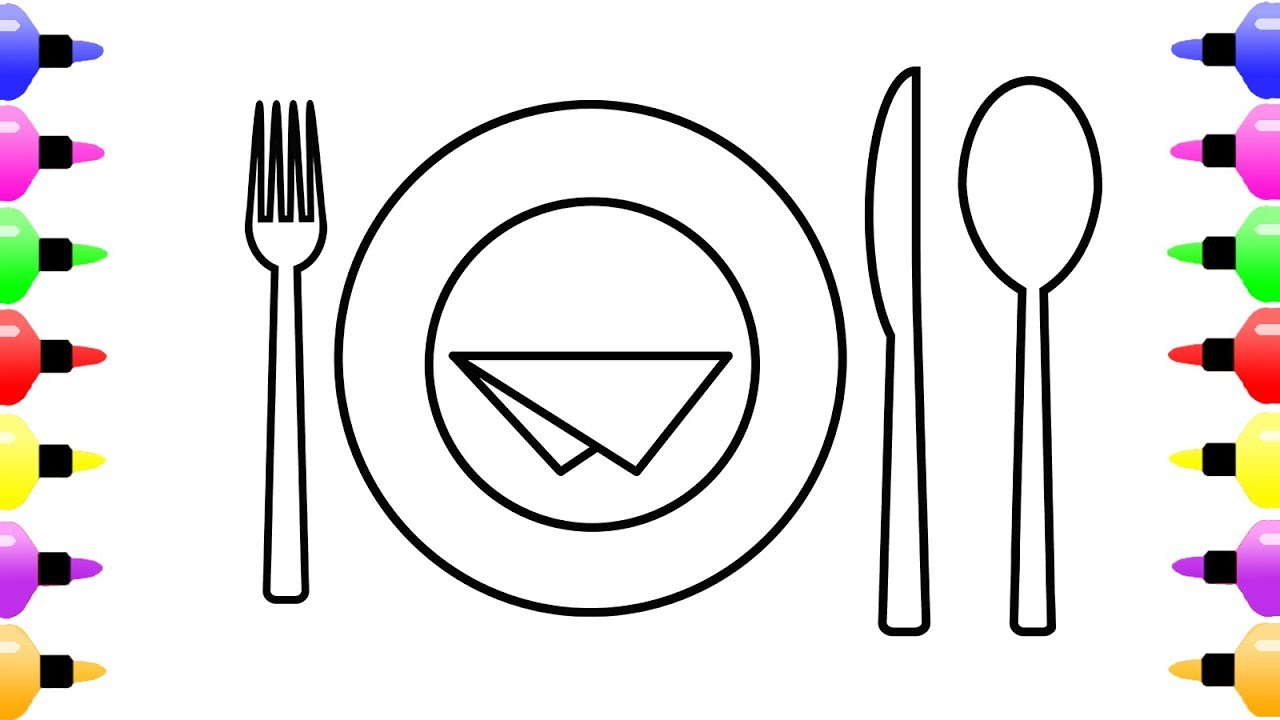 Plate Coloring Page How To Draw Dinner Plate For Kids Coloring Page For Kids With Colored Marker