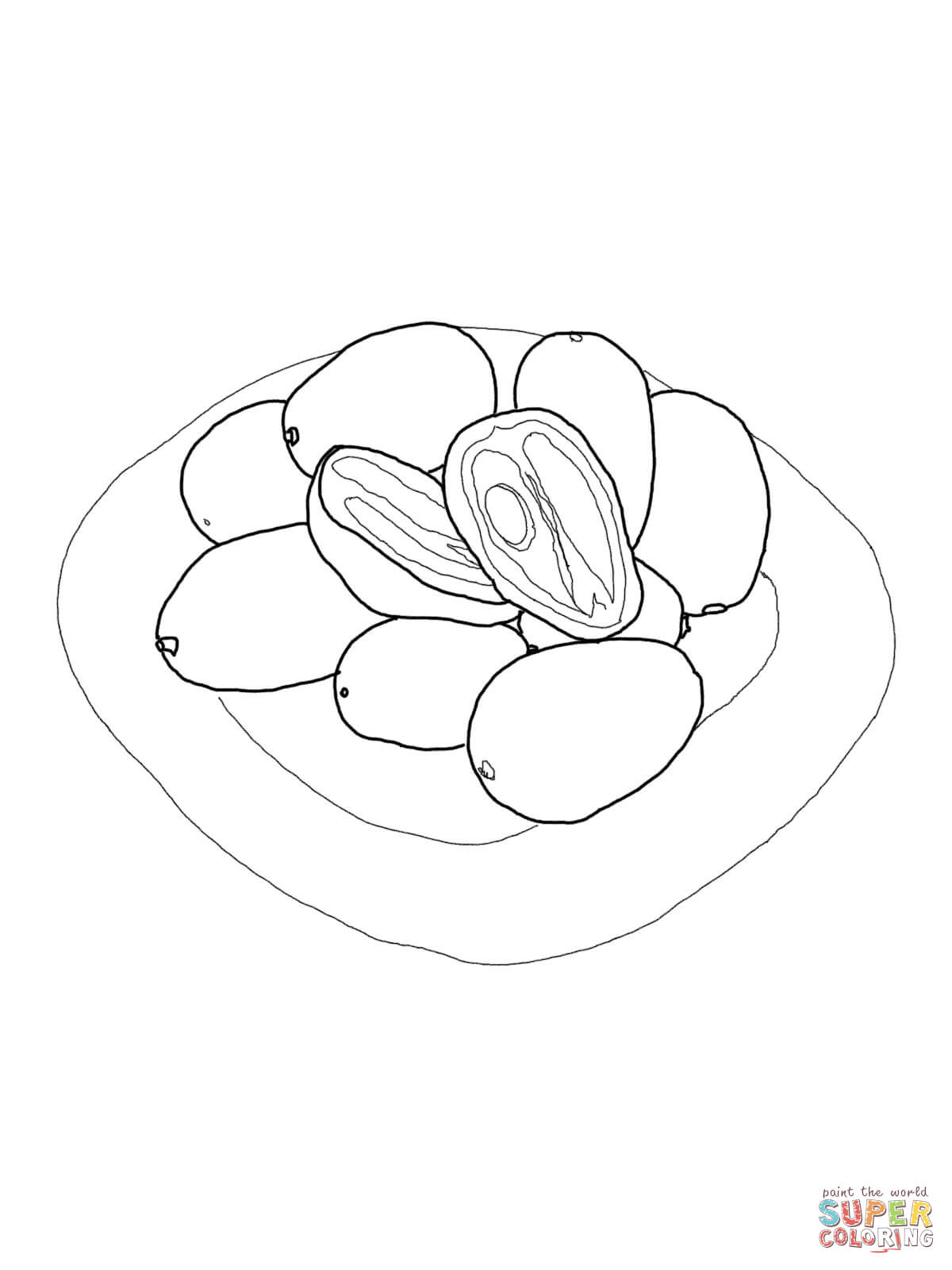 Plate Coloring Page Kumquats On Plate Coloring Page Free Printable Coloring Pages