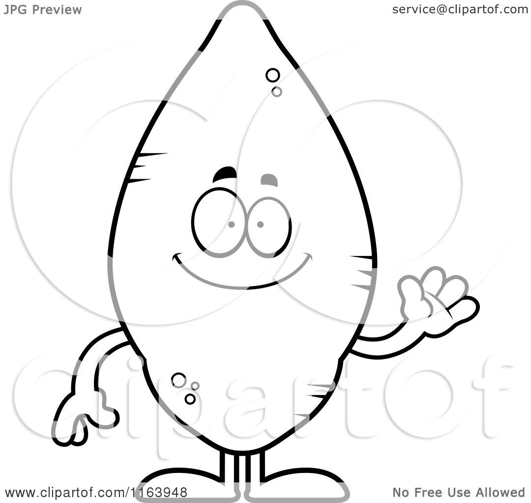 Potato Coloring Page Cartoon Of A Waving Sweet Potato Mascot Vector Outlined Coloring