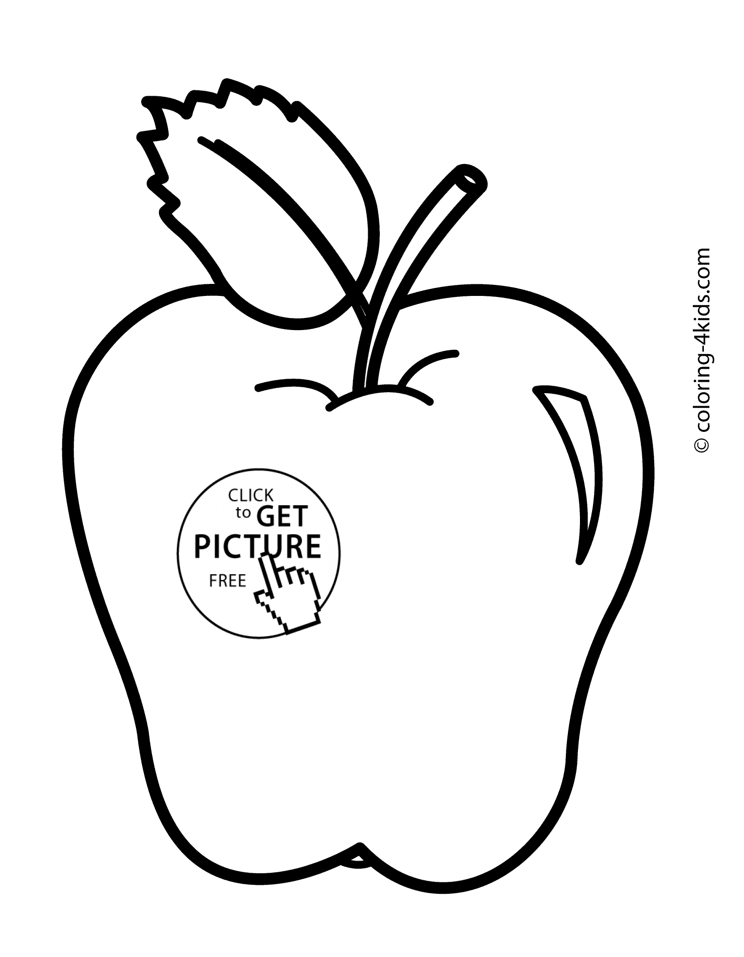 Printable Apple Coloring Pages Apple Fruits With Leaf Coloring Pages Simple For Kids Printable