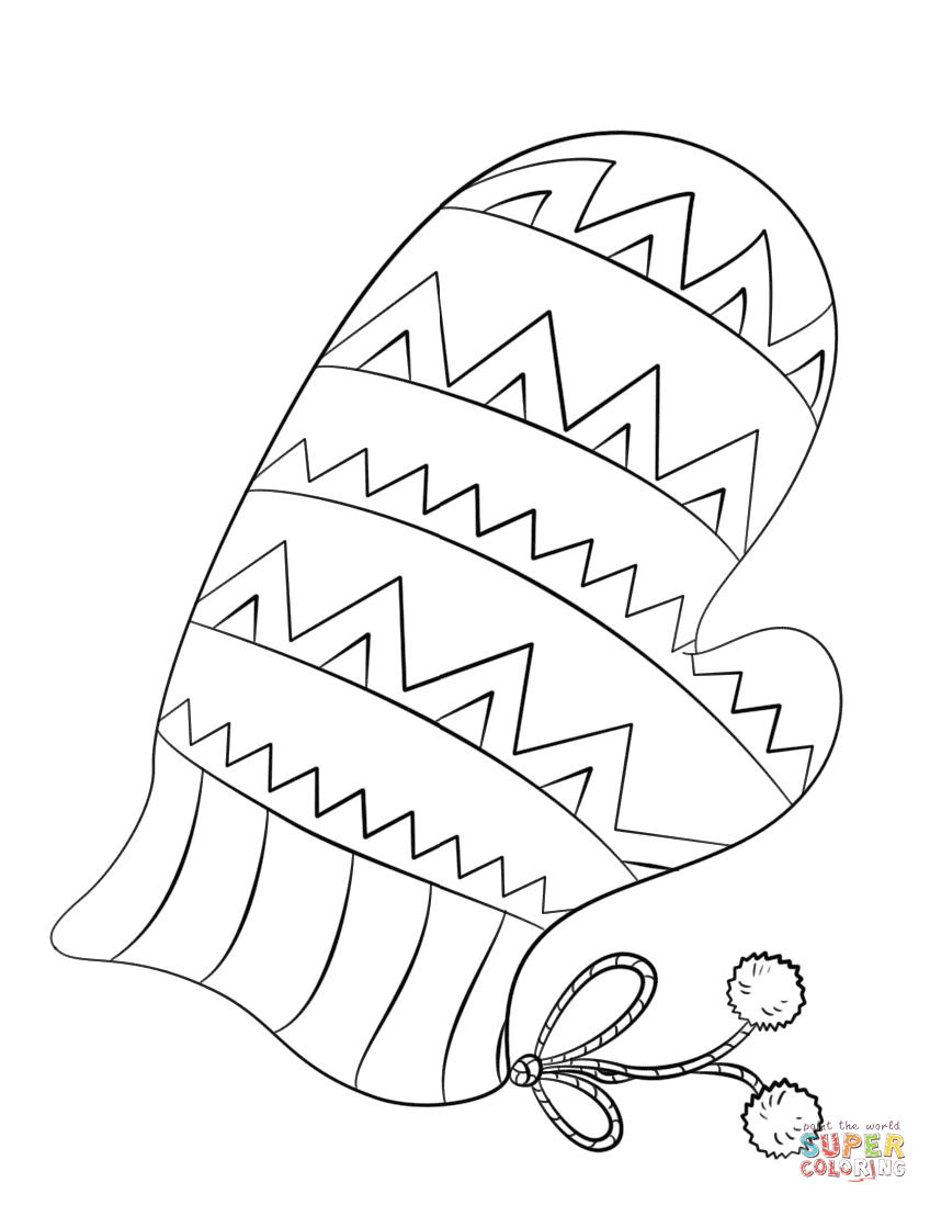 Printable Mitten Coloring Page Christmas Mitten Coloring Page Free Printable Coloring Pages