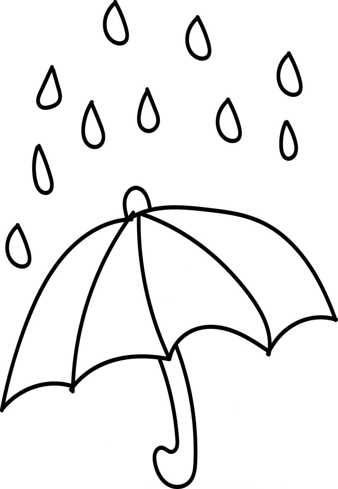 Raindrop Coloring Pages Large Umbrella Coloring Page And Raindrops Girl Bird Beach