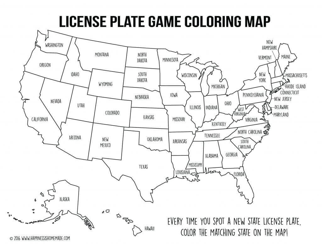 Road Trip Coloring Pages Road Trip Games License Plate Coloring Map Smores Snack Mix