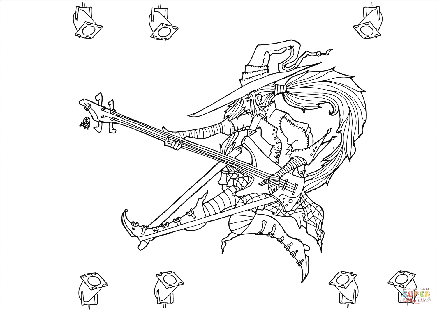 Rock Coloring Page Rock Star Witch Coloring Page Free Printable Coloring Pages