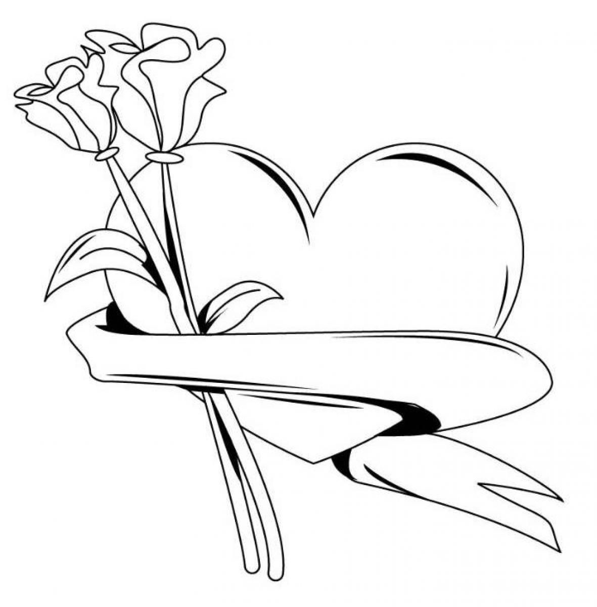 Roses And Hearts Coloring Pages Coloring Arts Hearts And Roses Coloring Pages Home Freef Heart