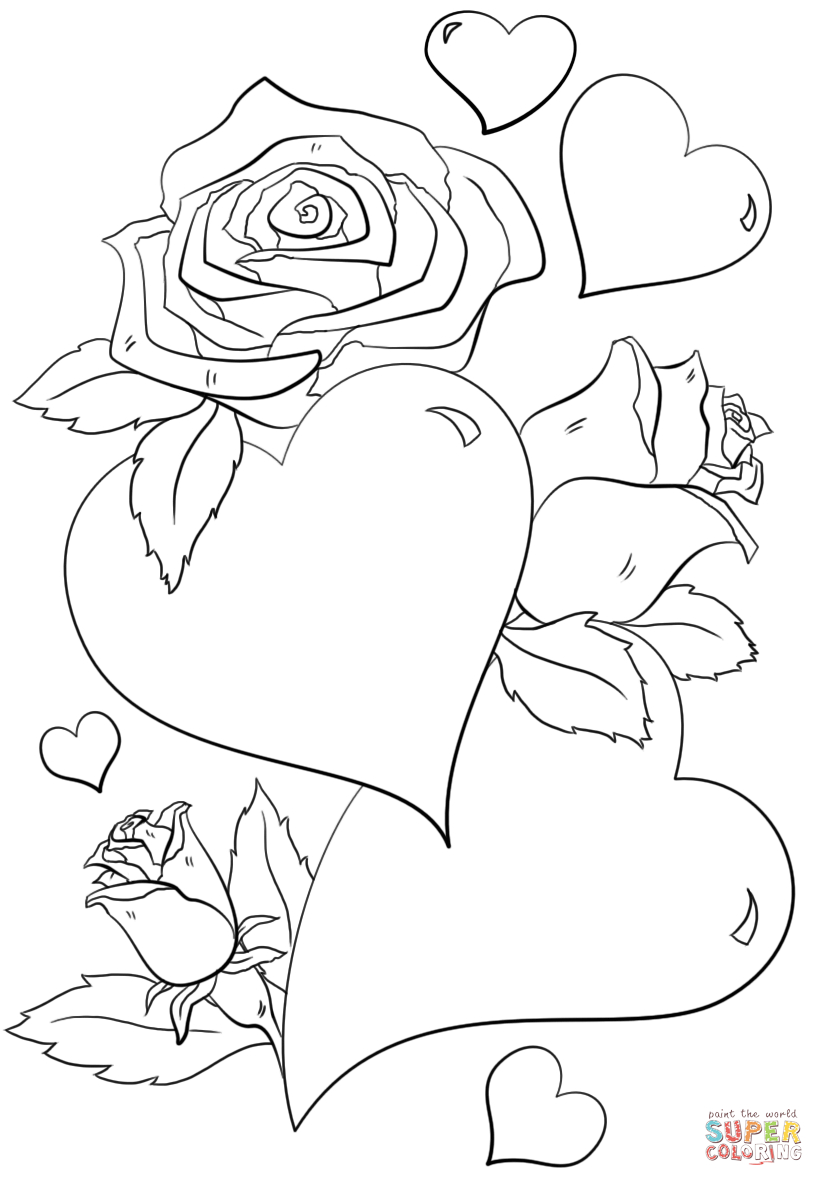 Roses And Hearts Coloring Pages Hearts And Roses Coloring Page Free Printable Coloring Pages