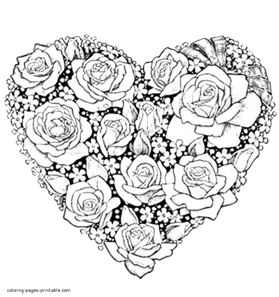 Roses And Hearts Coloring Pages Images Of Hearts Coloring Pages Sabadaphnecottage