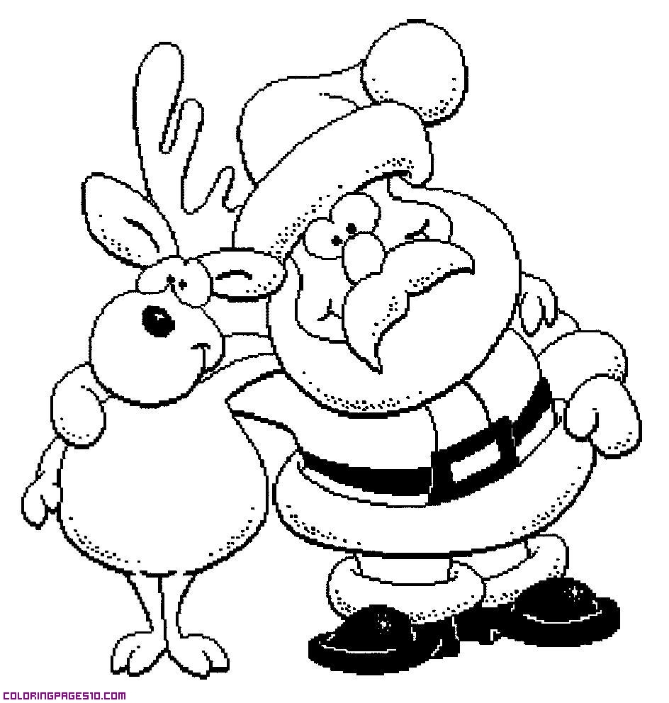 Santa And Rudolph Coloring Pages Print Out Christmas Santa Claus Relaxing In Chair Coloring Pages