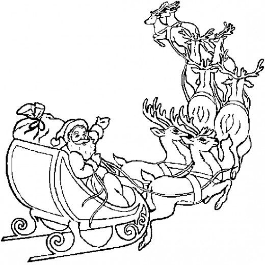 Santa Claus In Sleigh Coloring Page Santa And His Reindeer Coloring Pages