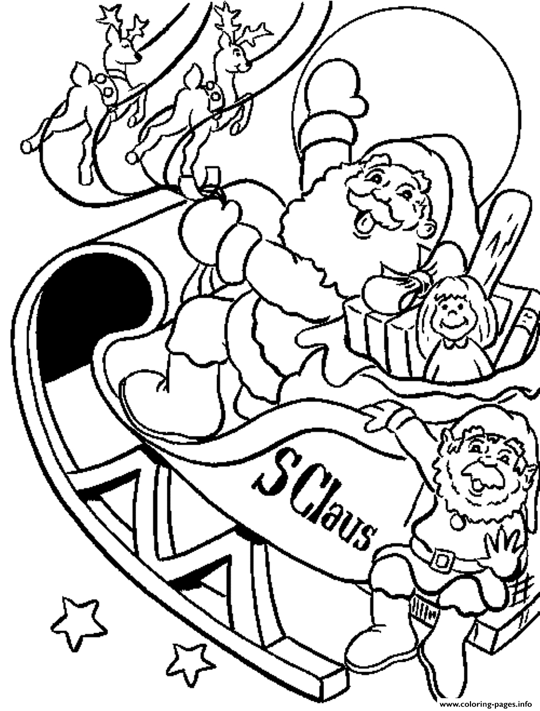 Santa Claus In Sleigh Coloring Page Santa And Sleigh Drawing Free Download Best Santa And Sleigh