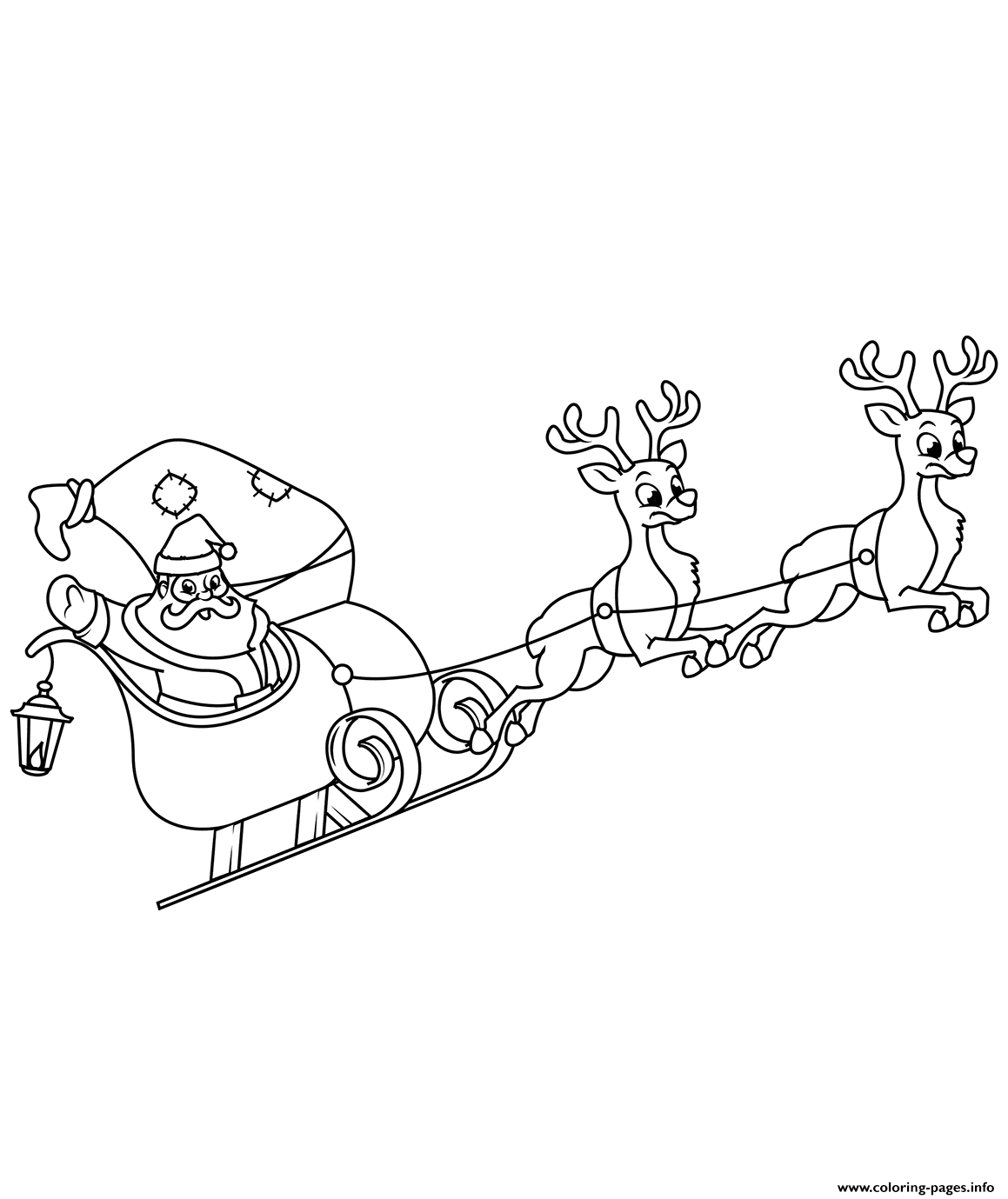 Santa Claus In Sleigh Coloring Page Santa Claus Riding His Sleigh Christmas Coloring Pages Printable