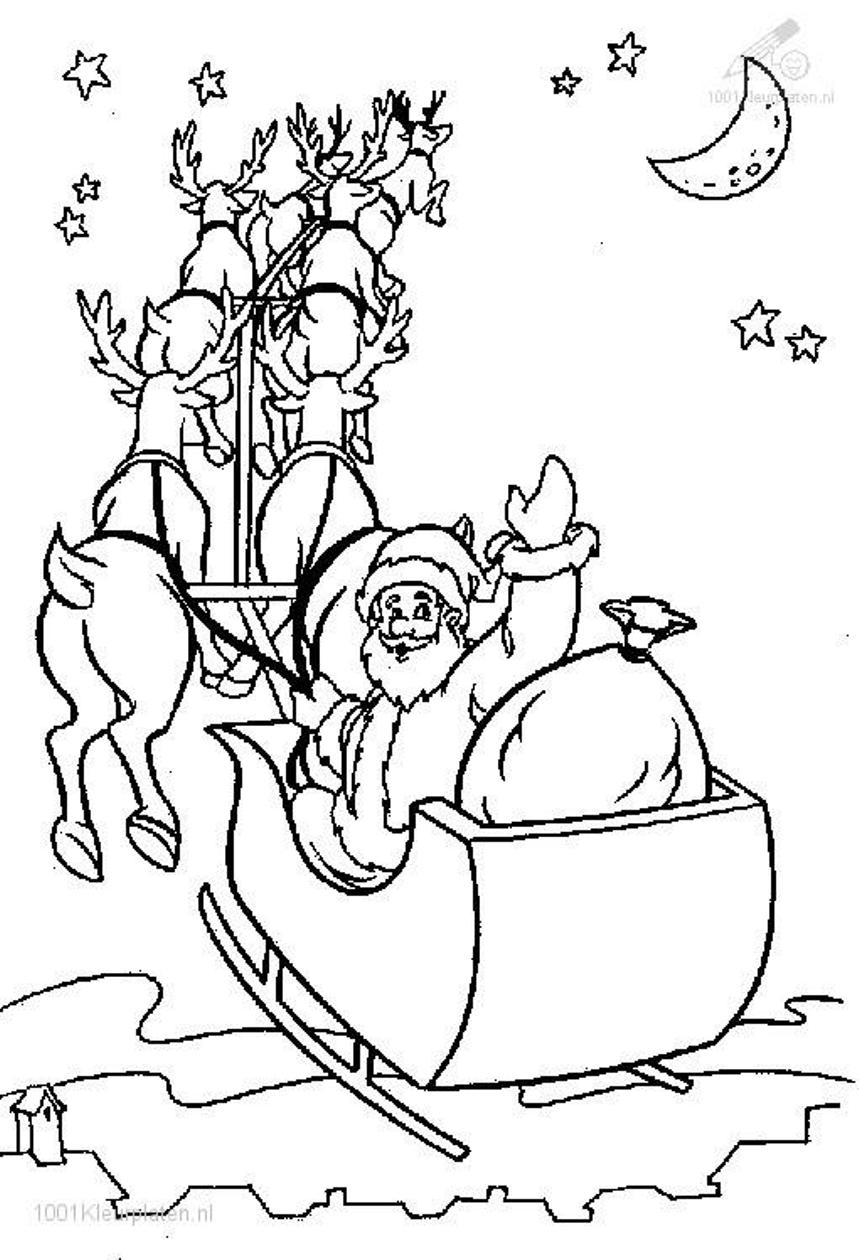 Santa Claus In Sleigh Coloring Page Santa In His Sleigh Coloring Pages