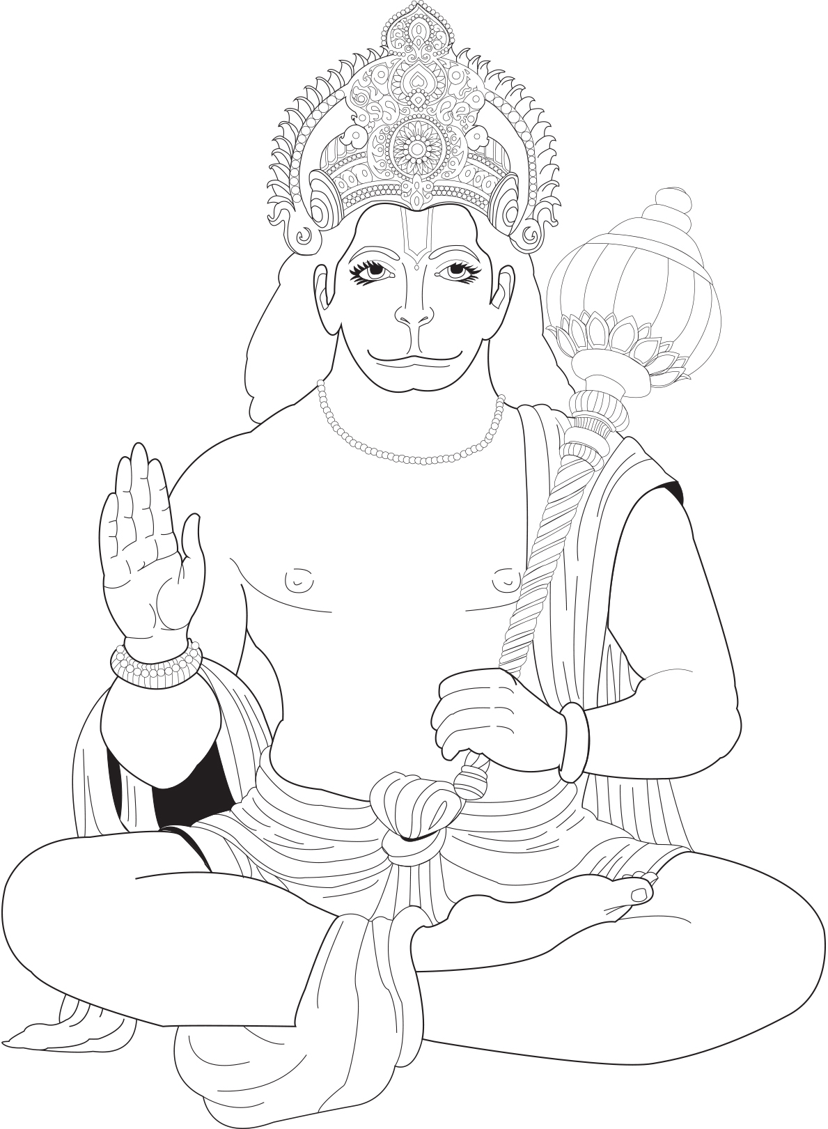 Saraswati Coloring Pages Hanuman India Adult Coloring Pages