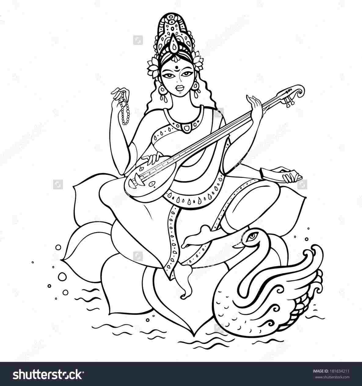 Saraswati Coloring Pages Images Coloring Pages Pinterest Rhpinterestcom How To Draw Saraswati