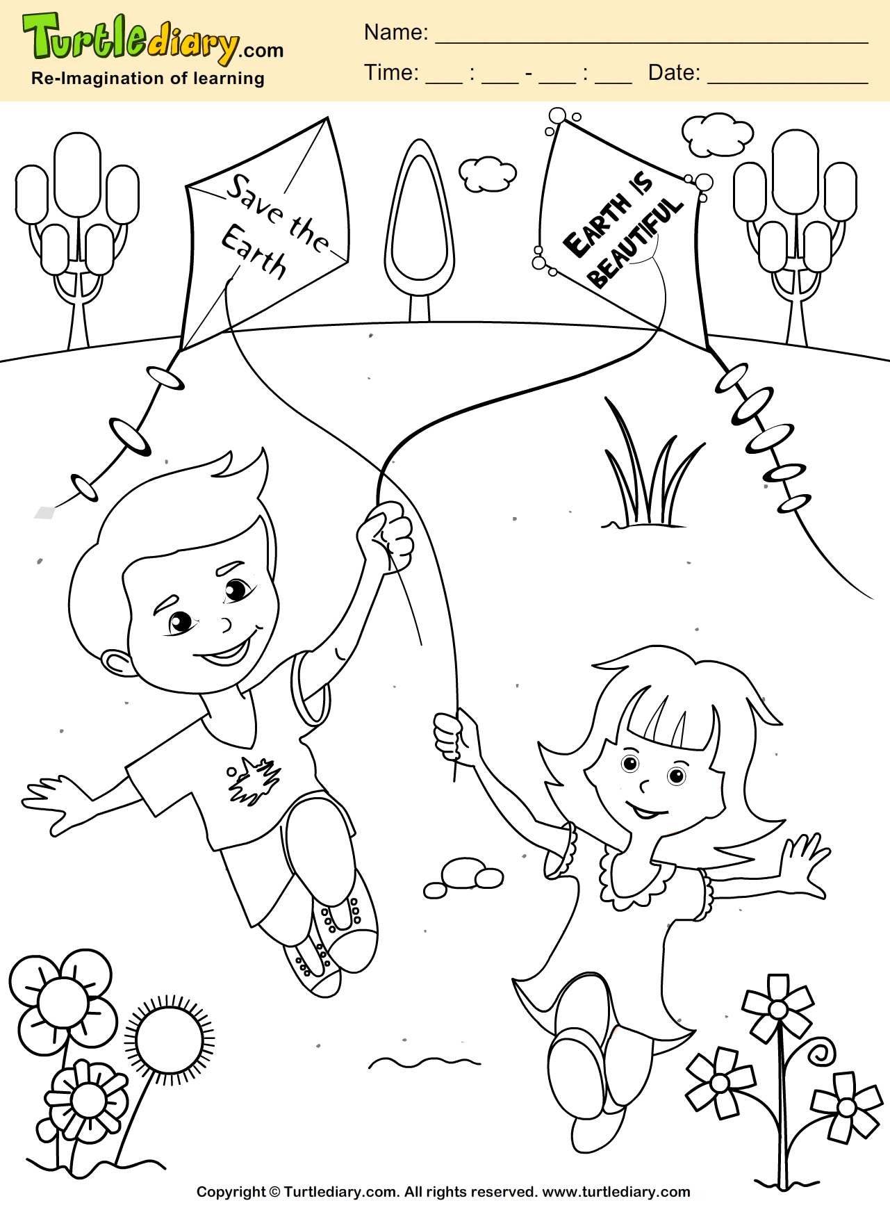 Save The Earth Coloring Pages Save The Earth Coloring Sheet Turtle Diary