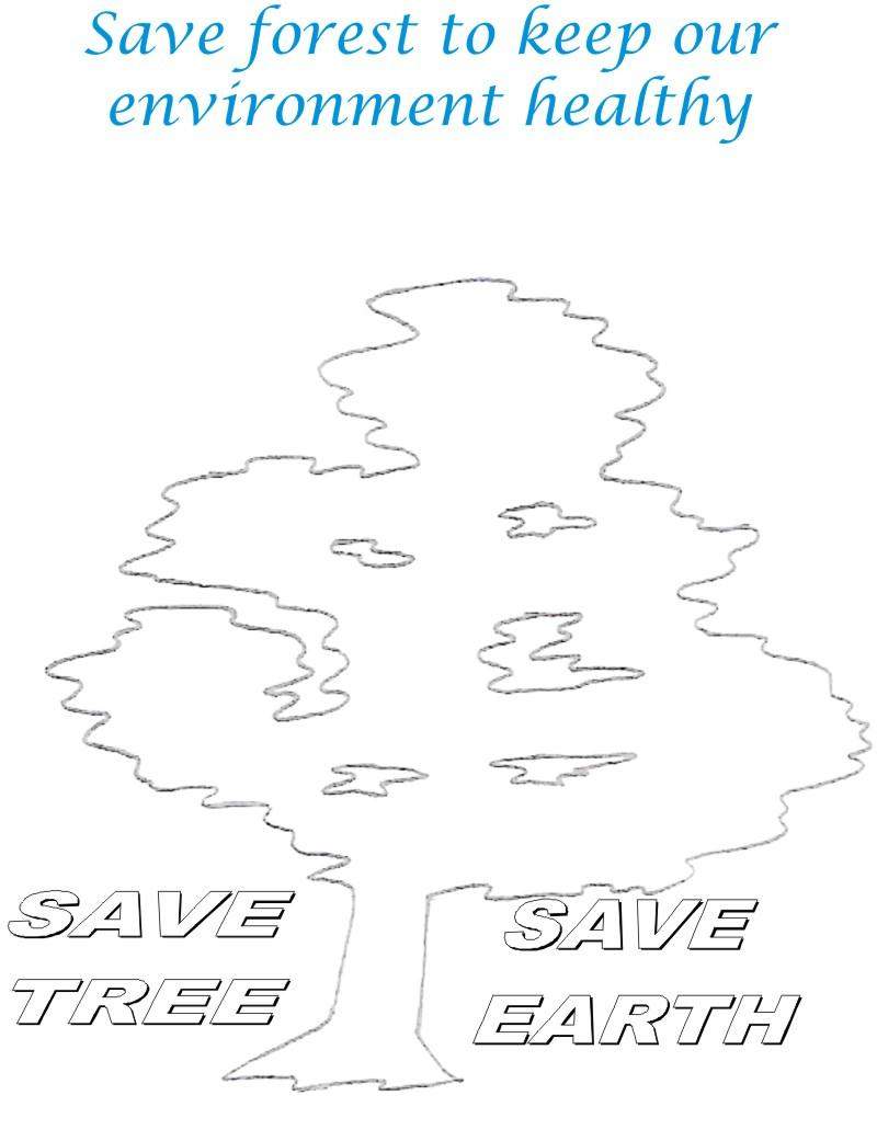 Save The Earth Coloring Pages Save Tree Save Earth Coloring Page